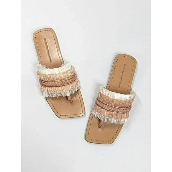Sigerson Morrison Women's Avis Nude Raffia Thong Sandals Size 7 (MSRP $250) - Picture 5 of 9
